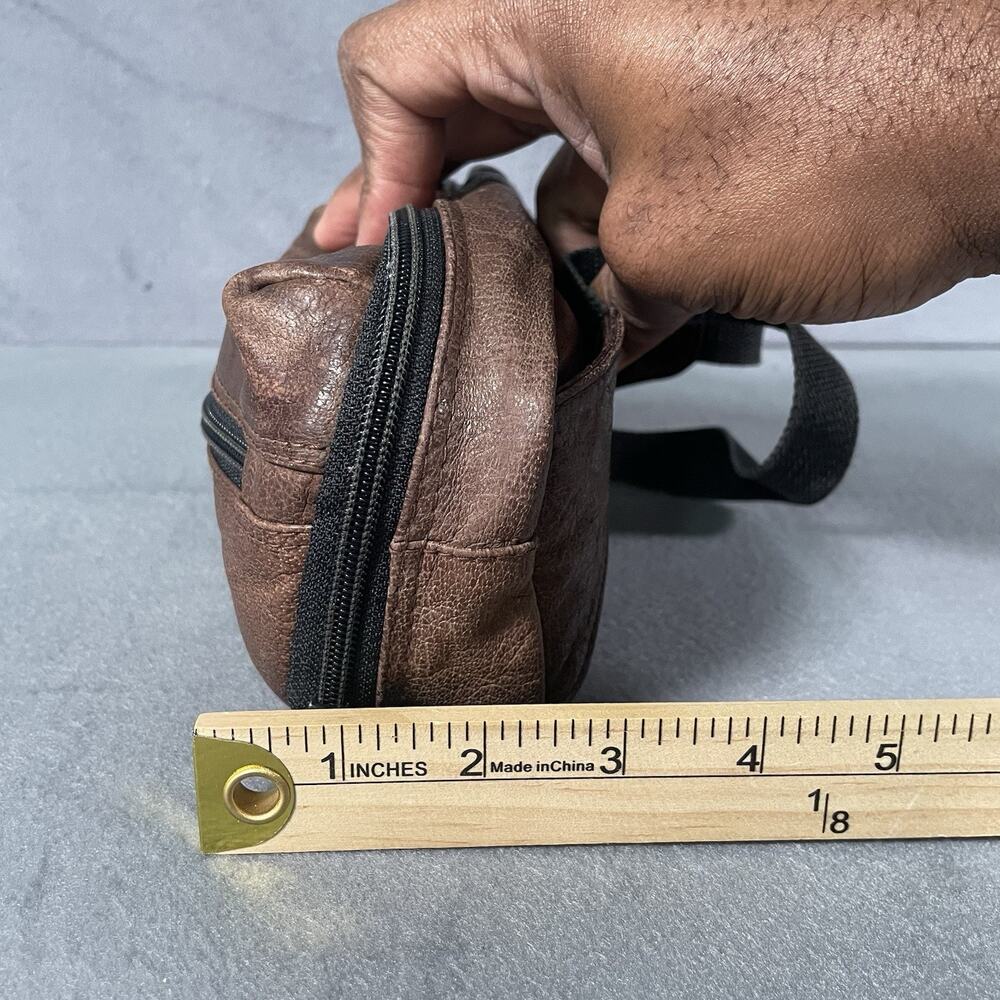 Vintage Eddie Bauer Brown Leather Crossbody Belt Bag Fanny Pack - Picture 5 of 7